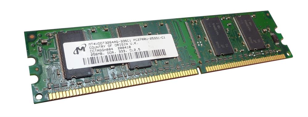 MT4VDDT3264AG-335 Micron 256MB PC2700 DDR-333MHz non-ECC Unbuffered CL2.5 184-Pin DIMM Single Rank Memory Module
