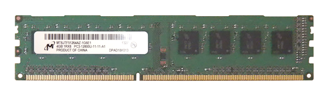 MT8JTF51264AZ-1G6 Micron 4GB PC3-12800 DDR3-1600MHz non-ECC Unbuffered CL11 240-Pin DIMM Single Rank Memory Module