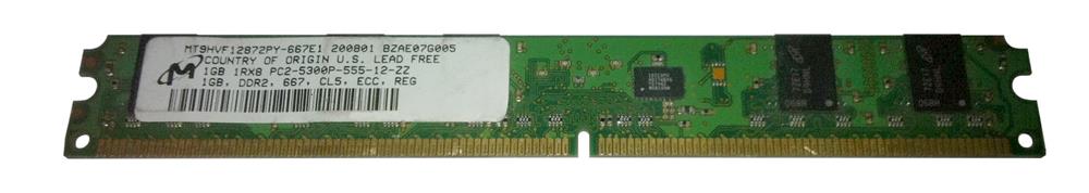 MT9HVF12872PY-667E1 Micron 1GB PC2-5300 DDR2-667MHz ECC Registered CL5 240-Pin DIMM Very Low Profile (VLP) Single Rank Memory Module