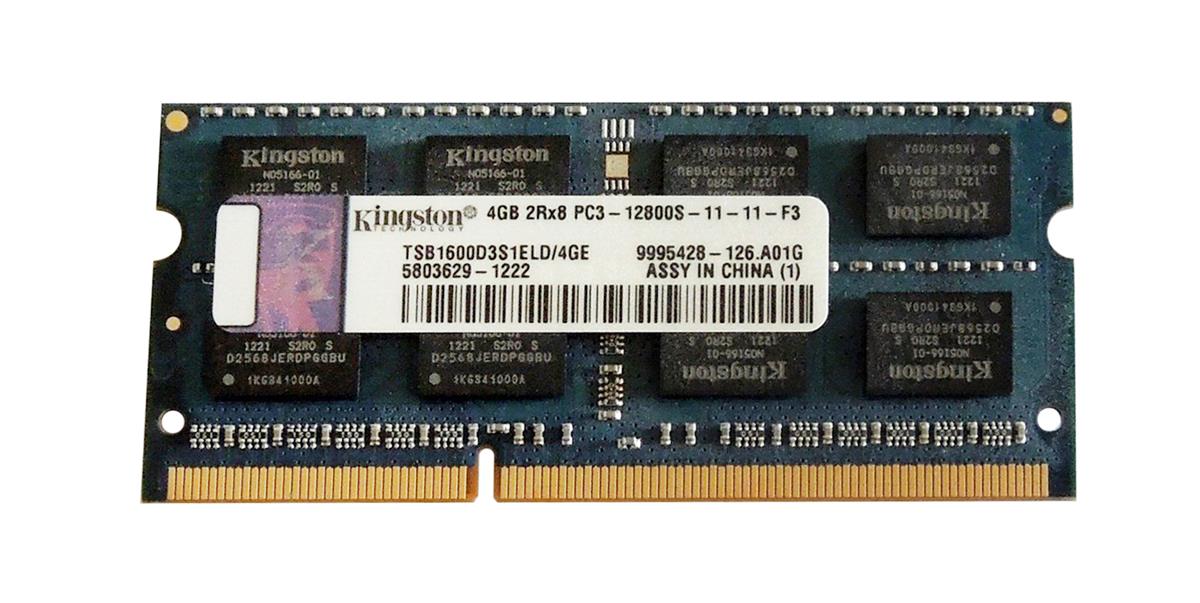 TSB1600D3S1ELD/4GE Kingston 4GB PC3-12800 DDR3-1600MHz non-ECC Unbuffered CL11 204-Pin SoDIMM Dual Rank Memory Module