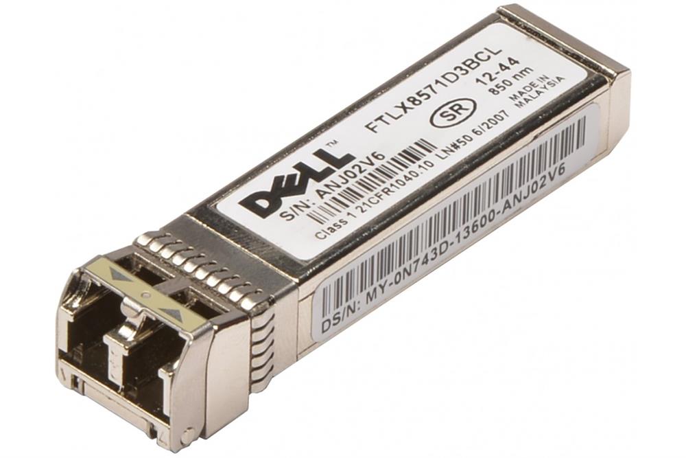 0N743D Dell 10Gbps 10GBase-SR Multi-mode Fiber 300m 850nm Duplex LC Connector SFP+ Transceiver Module for PowerEdge and PowerVault Series