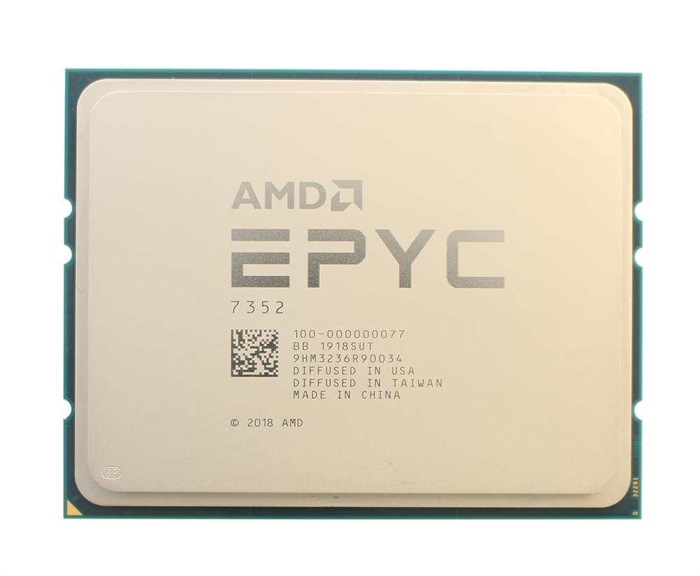 100-000000077E AMD EPYC 7352 24-Core 2.30GHz 128MB L3 Cache Socket SP3 Processor