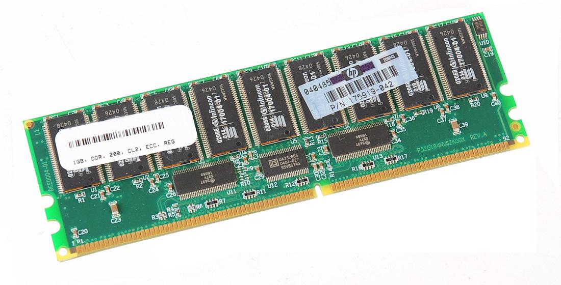 175919-042-2 HP 1GB PC1600 DDR-200MHz Registered ECC CL2 184-Pin DIMM 2.5V Memory Module