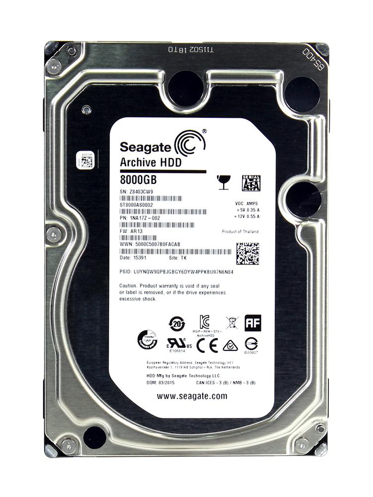 1NA17Z-002 Seagate Archive HDD v2 8TB 5900RPM SATA 6Gbps 128MB Cache 3.5-inch Internal Hard Drive