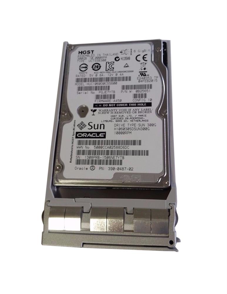 390-0487 Sun 300GB 10000RPM SAS 6Gbps Hot Swap 64MB Cache 2.5-inch Internal Hard Drive with Bracket for SPARC T3 and T4 Server