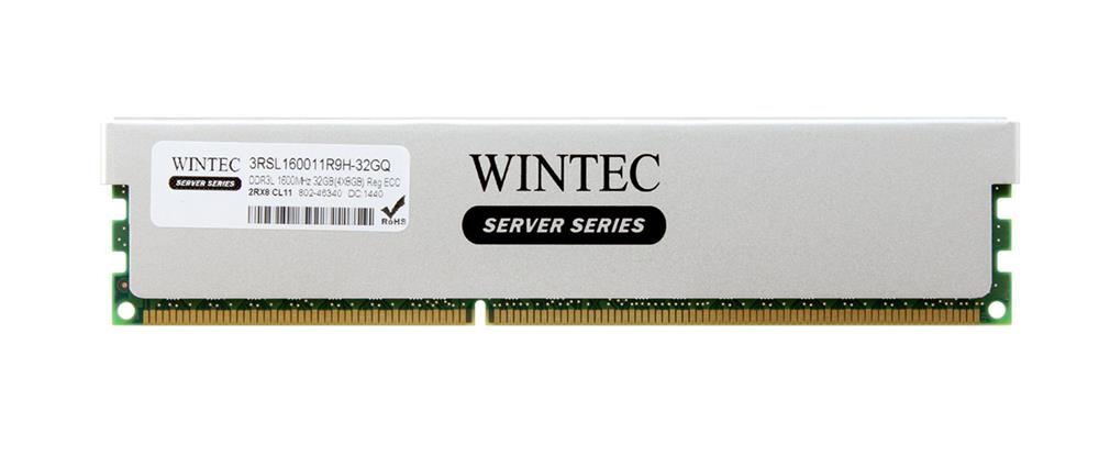 3RSL160011R9H-32GQ Wintec 32GB Kit (4 X 8GB) PC3-14900 DDR3-1866MHz ECC Registered CL13 240-Pin DIMM 1.35v Low Voltage Dual Rank Memory with Heatsink