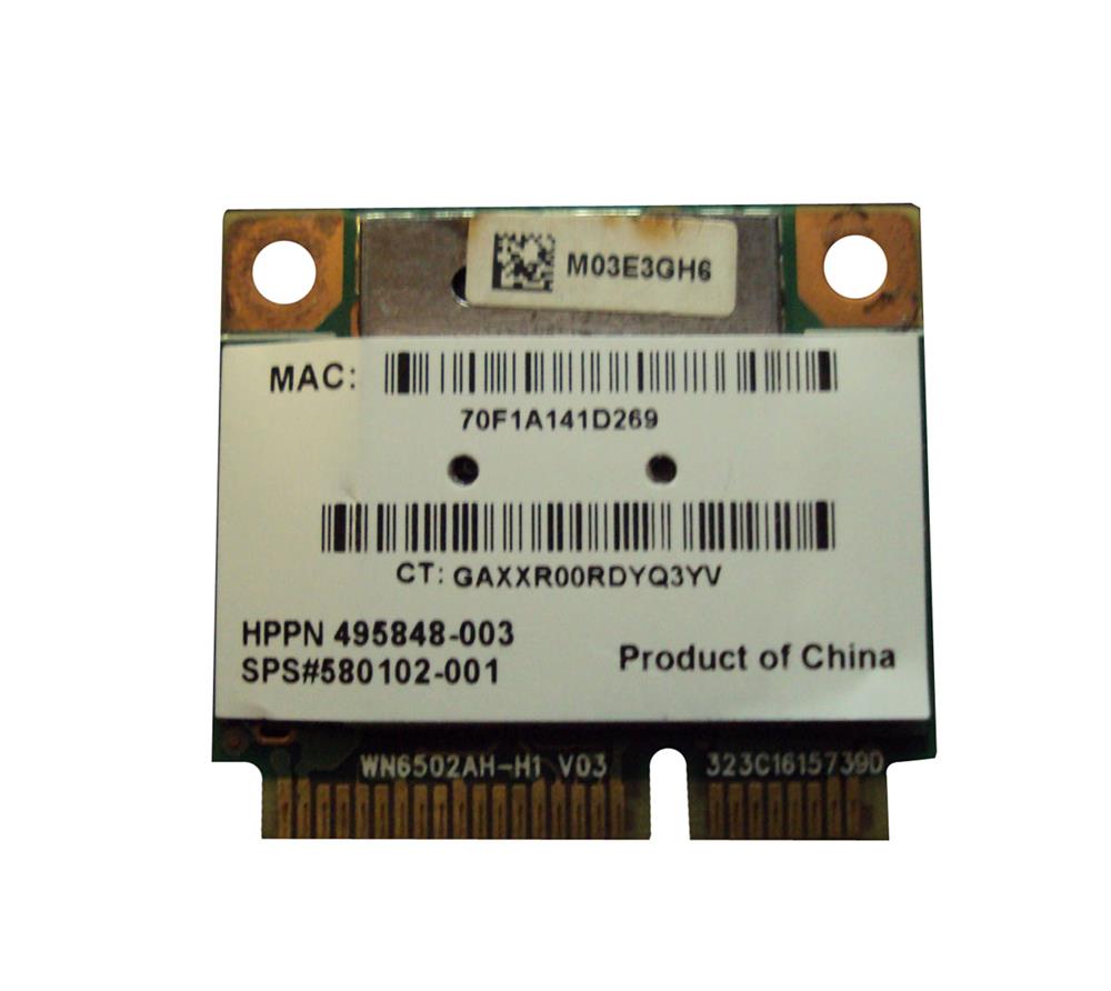 495848-003 HP Mini PCI-Express 802.11a/b/g/n WiFi Wireless Lan (WLAN) Network Adapter for Pavilion DV7 Series Notebooks