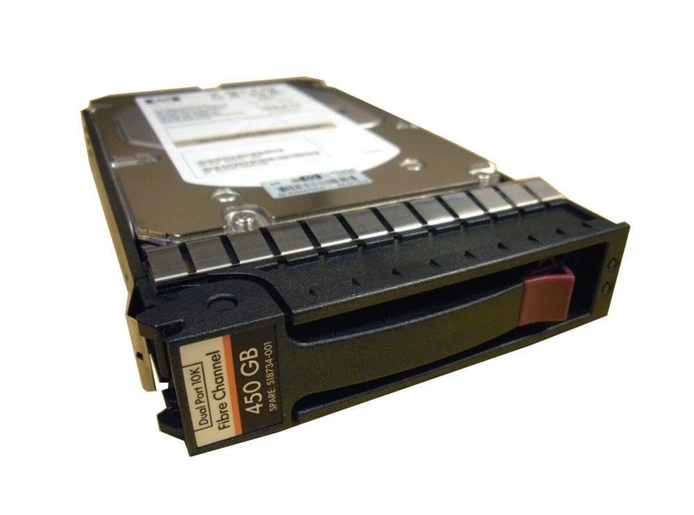 518734-001N HP 450GB 10000RPM Fibre Channel 4Gbps Dual Port Hot Swap 3.5-inch Internal Hard Drive with Tray