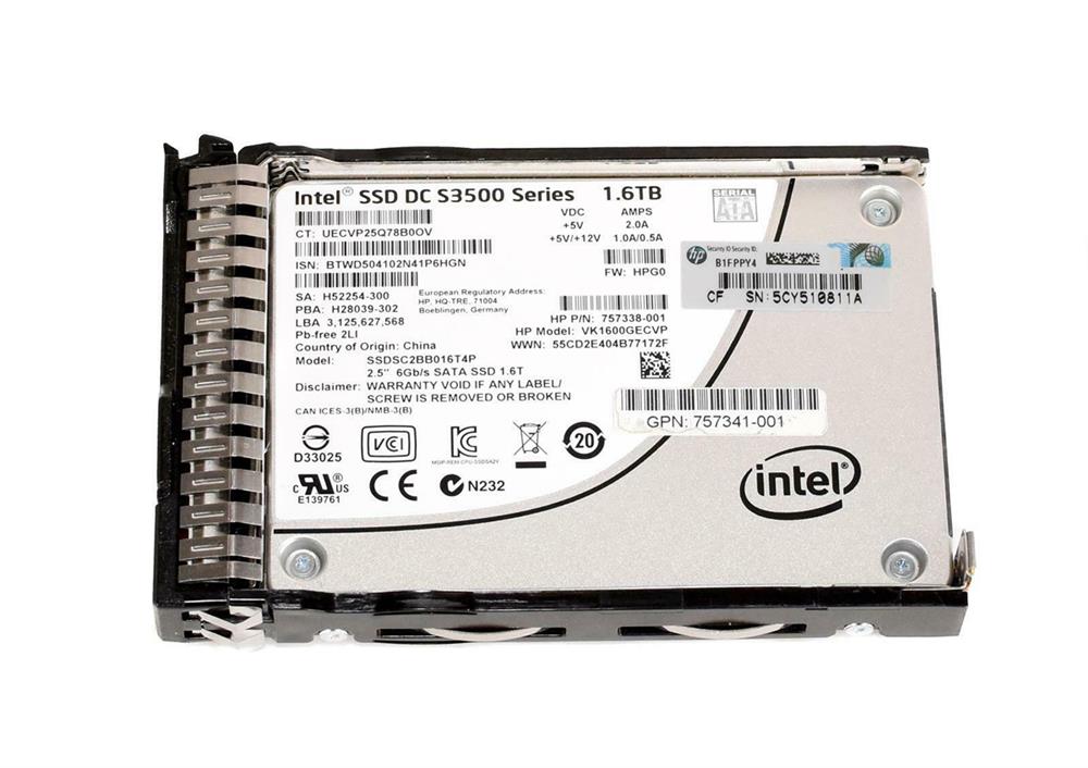 757341-001 HP 1.6TB MLC SATA 6Gbps 2.5-inch Internal Solid State Drive (SSD)