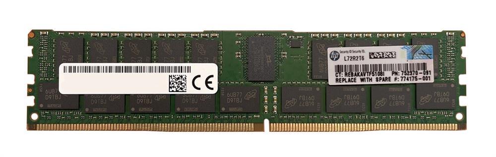 774175-001 HP 32GB PC4-17000 DDR4-2133MHz Registered ECC CL15 288-Pin DIMM 1.2V Dual Rank Memory Module