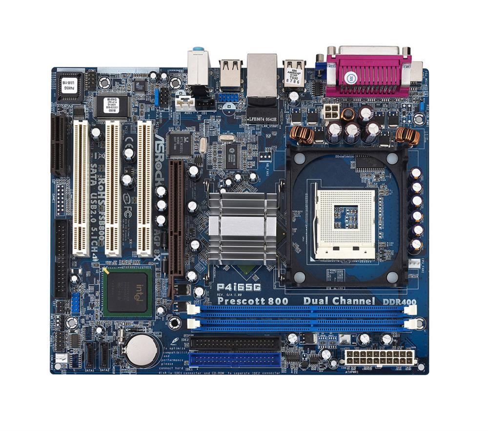 90-MXG2R0-A0UAYZ ASRock P4i65G Socket 478 Intel 865G + ICH5 Chipset Intel Pentium 4/ Celeron D Processors Support DDR 2x DIMM 2x SATA 1.50Gb/s Micro-ATX Motherboard (Refurbished)