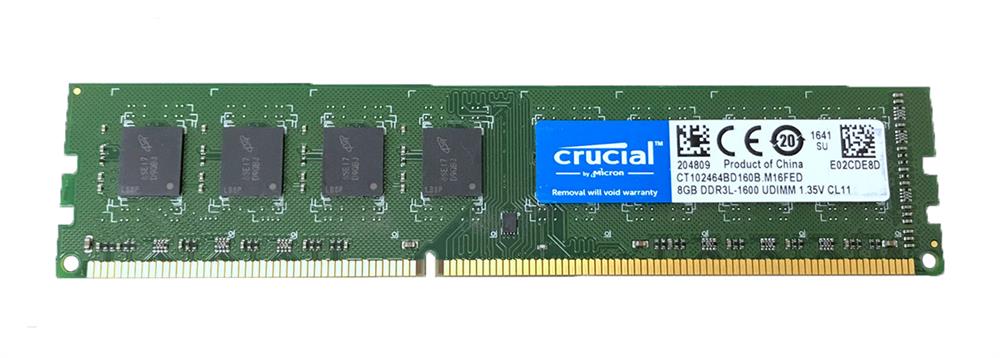 CT102464BD160B.M16FED Crucial 8GB PC3-12800 DDR3-1600MHz non-ECC Unbuffered CL11 240-Pin DIMM 1.35V Low Voltage Memory Module