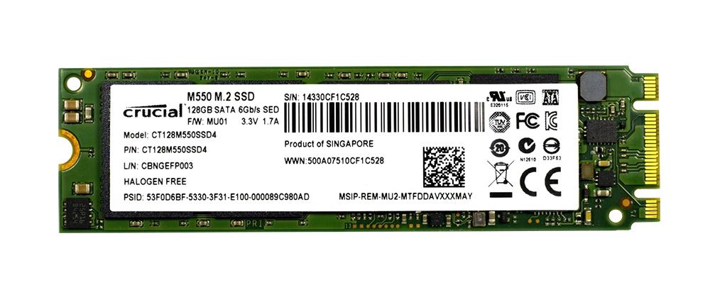 CT128M550SSD4 Crucial M550 Series 128GB MLC SATA 6Gbps M.2 2280 Internal Solid State Drive (SSD)