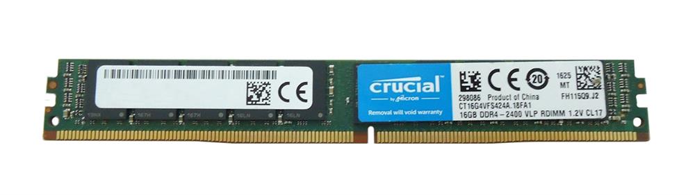 CT16G4VFS424A Crucial 16GB PC4-19200 DDR4-2400MHz Registered ECC CL17 288-Pin DIMM 1.2V Very Low Profile (VLP) Single Rank Memory Module