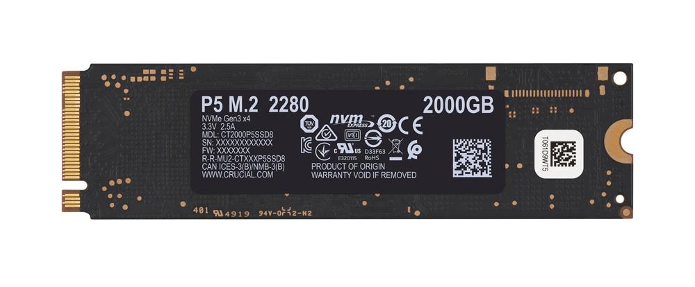 CT2000P2SSD8 Crucial P2 Series 2TB TLC PCI Express 3.0 x4 NVMe M.2 2280 Internal Solid State Drive (SSD)