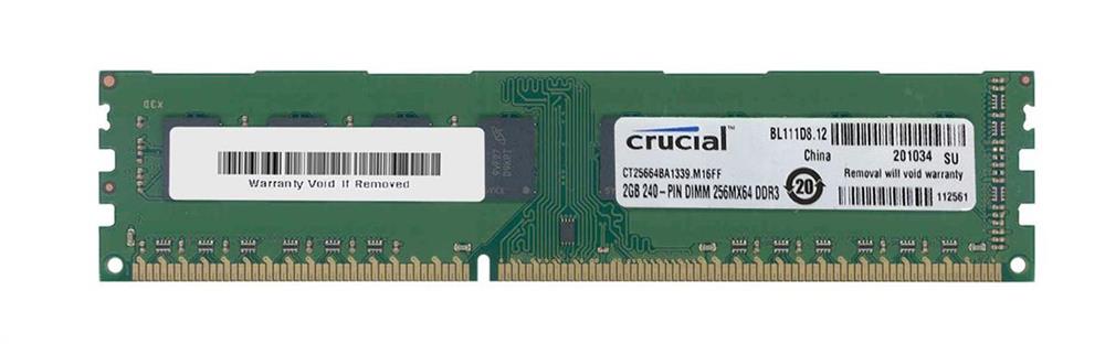 CT25664BA1339.D16FMR Crucial 2GB PC3-10600 DDR3-1333MHz non-ECC Unbuffered CL9 240-Pin DIMM Dual Rank Memory Module