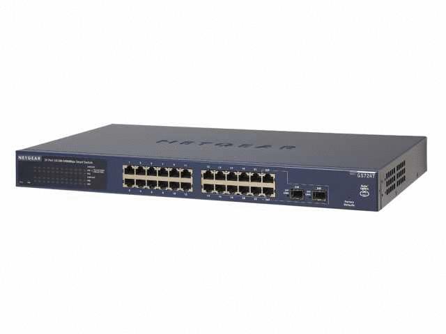 GS724TNA NetGear ProSafe 24-Ports 10/100/1000Mbps Gigabit Ethernet Smart Switch (Refurbished)