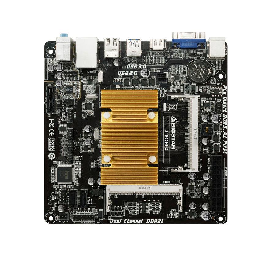 J1900NH2 Biostar Intel Celeron J1900 Quad-core 2 x DDR3 2 x SATA 3Gbps 1 x PCI-E x1 Mini-ITX System Board (Refurbished)