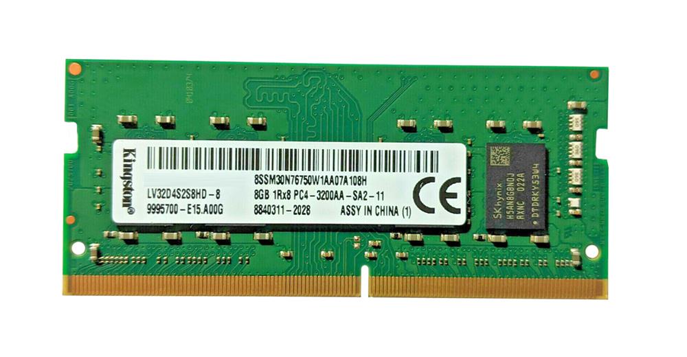 LV32D4S2S8HD-8 Kingston 8GB PC4-25600 DDR4-3200MHz non-ECC Unbuffered CL22 260-Pin SoDimm 1.2V Single Rank Memory Module