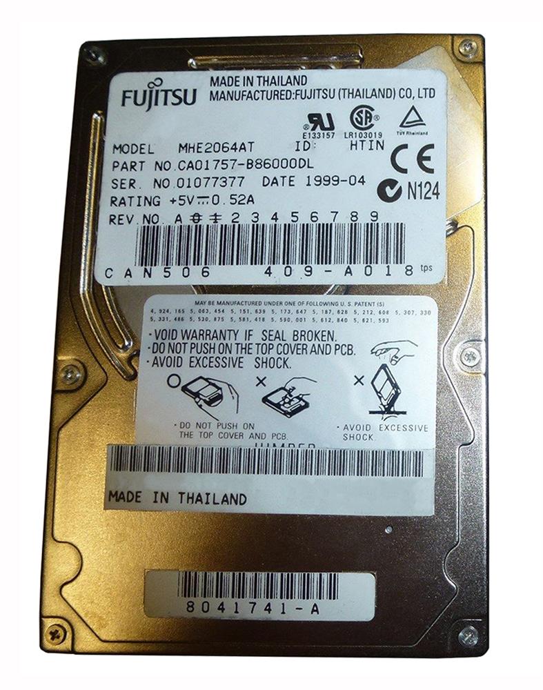 MHE2064AT Fujitsu Mobile 6.4GB 4200RPM ATA-33 512KB Cache 2.5-inch Internal Hard Drive