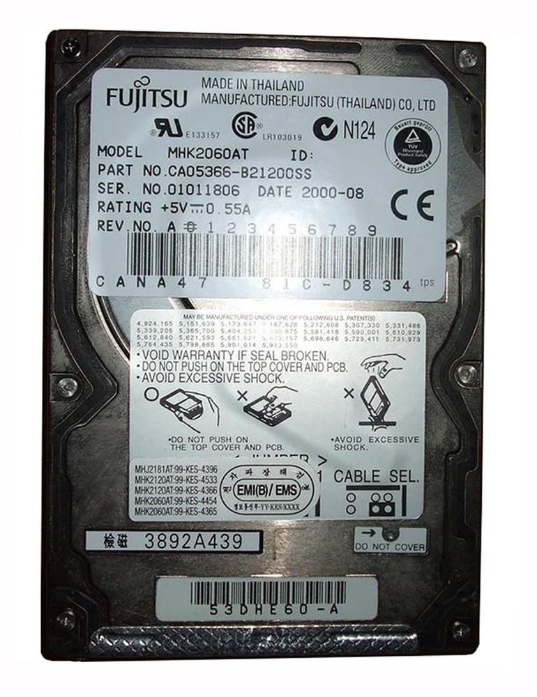 MHK2060AT Fujitsu Mobile 6GB 4200RPM ATA-66 512KB Cache 2.5-inch Internal Hard Drive