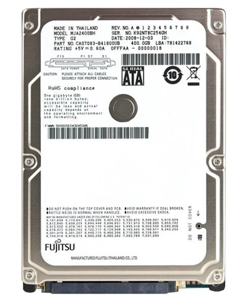 MJA2400BH Fujitsu Mobile 400GB 5400RPM SATA 3Gbps 8MB Cache 2.5-inch Internal Hard Drive