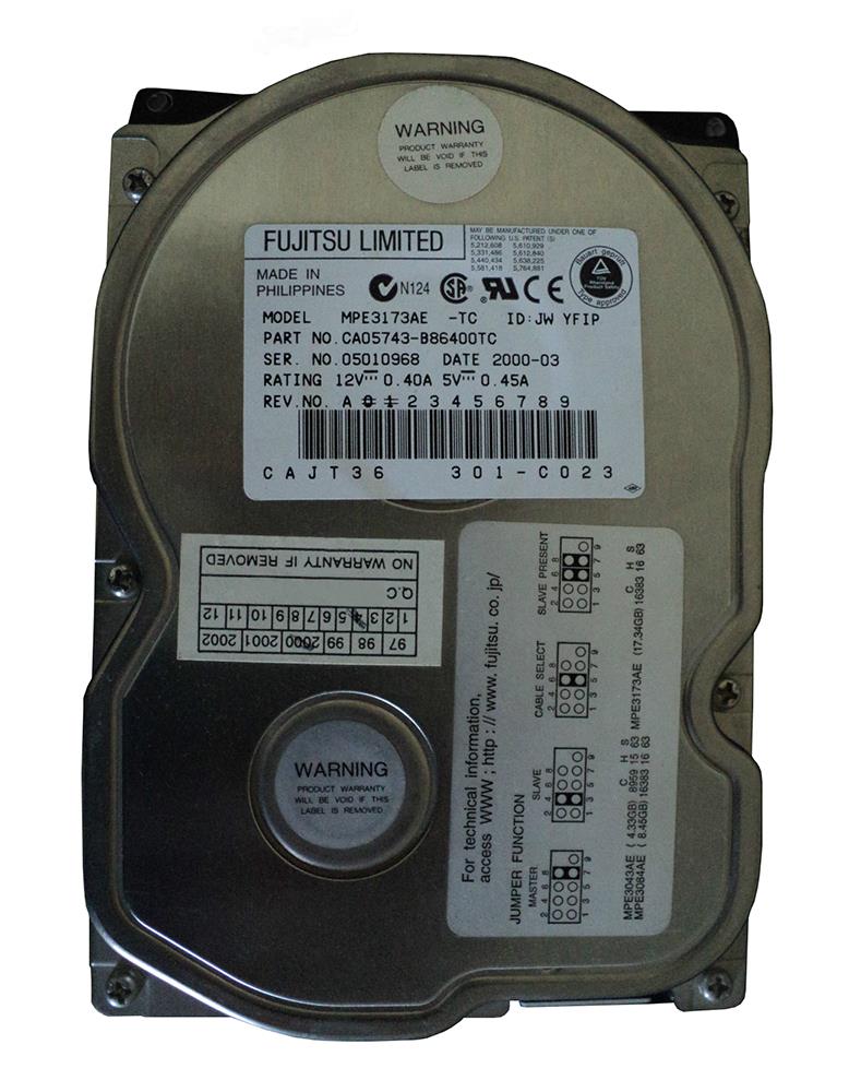 MPE3173AE Fujitsu Desktop 17.3GB 5400RPM ATA-66 512KB Cache 3.5-inch Internal Hard Drive