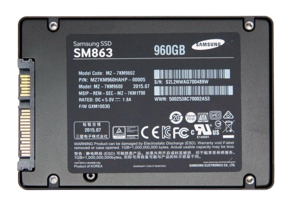 MZ-7KM9600 Samsung SM863 Series 960GB MLC SATA 6Gbps (AES-256 / PLP) 2.5-inch Internal Solid State Drive (SSD)