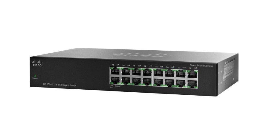 SR2016T-NA Cisco SG 100-16 16-Ports Gigabit Ethernet Switch 16 Ports 16 x RJ-45 10/100/1000Base-T (Refurbished)