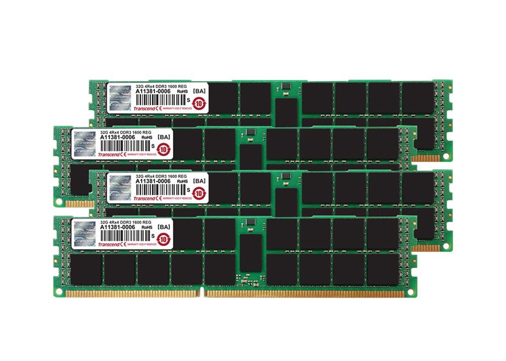 TS128GJMA534P Transcend 128GB (4 x 32GB) PC3-12800 DDR3-1600MHz ECC Registered CL11 240-Pin DIMM Quad Rank Memory