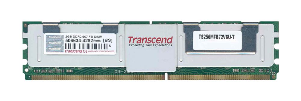 TS256MFB72V6U-T Transcend 2GB PC2-5300 DDR2-667MHz ECC Fully Buffered CL5 240-Pin DIMM Dual Rank Memory Module