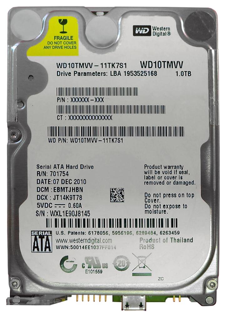 WD10TMVV Western Digital 1TB 5400RPM USB 2.0 8MB Cache 2.5-inch Internal Hard Drive
