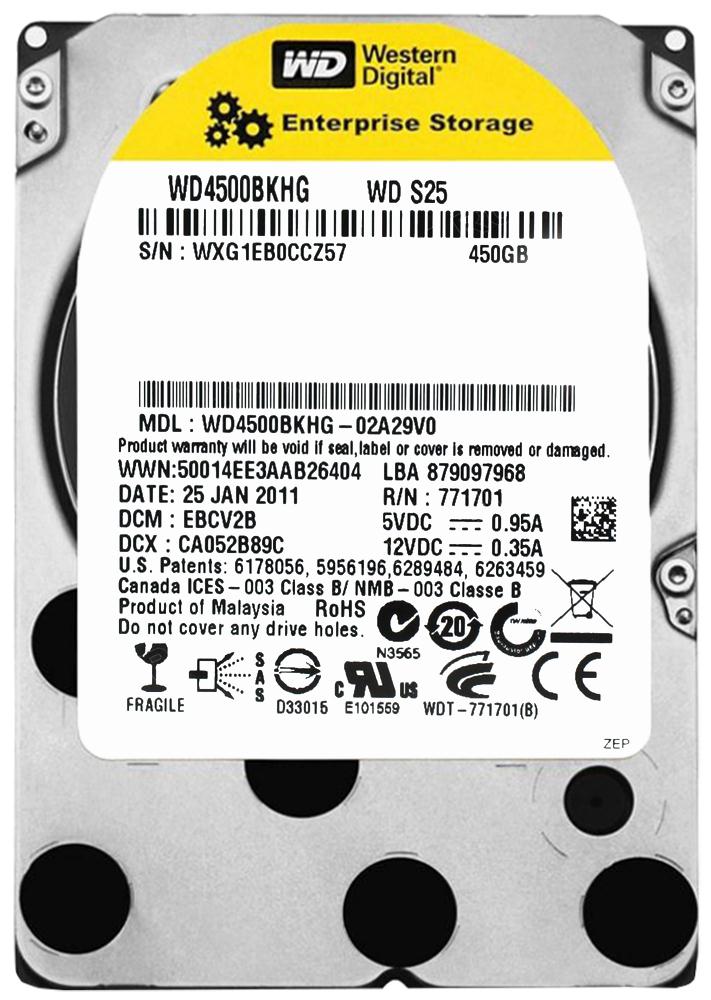 WD4500BKHG Western Digital S25 450GB 10000RPM SAS 6Gbps 32MB Cache 2.5-inch Internal Hard Drive