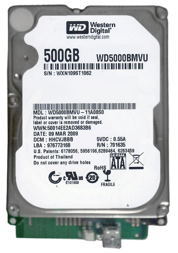 WD5000BMVU-11A08S0 Western Digital 500GB 5400RPM USB 2.0 2.5-inch Internal Hard Drive