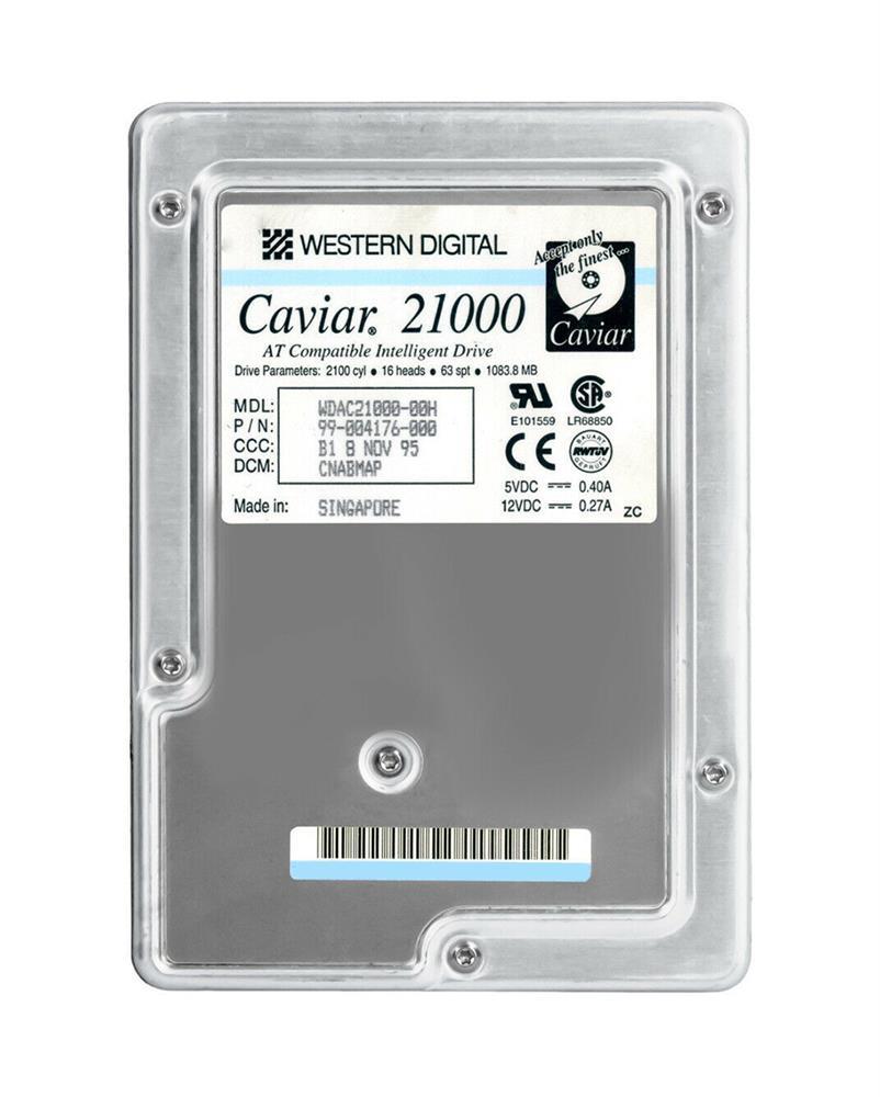 WDAC2100000H1 Western Digital Caviar 1.08GB 5200RPM ATA/IDE 128KB Cache 3.5-inch Internal Hard Drive