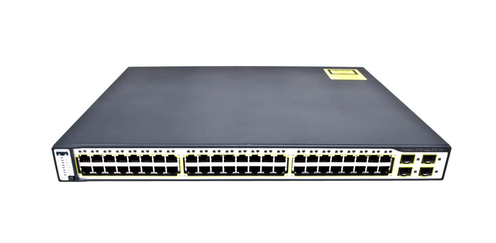 WS-C3750-48PS-E Cisco Catalyst 3750 48-Ports 10/100 RJ-45 PoE Managebale Layer3 Rack-mountable 1U Stackable Ethernet Switch with 4x SFP Ports (Refurbished)