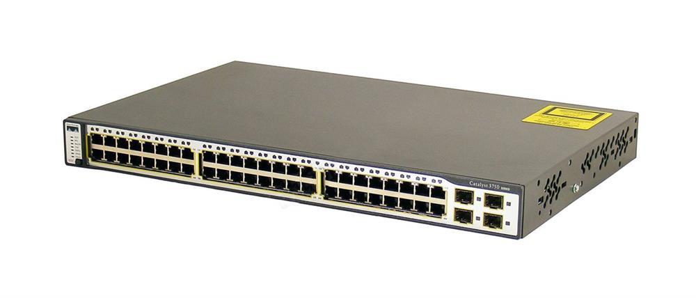 WS-C3750-48TS-E Cisco Catalyst 3750 48-Ports 10/100 RJ-45 Managebale Layer3 Rack-mountable 1U Stackable Ethernet Switch with 4x SFP Ports (Refurbished)