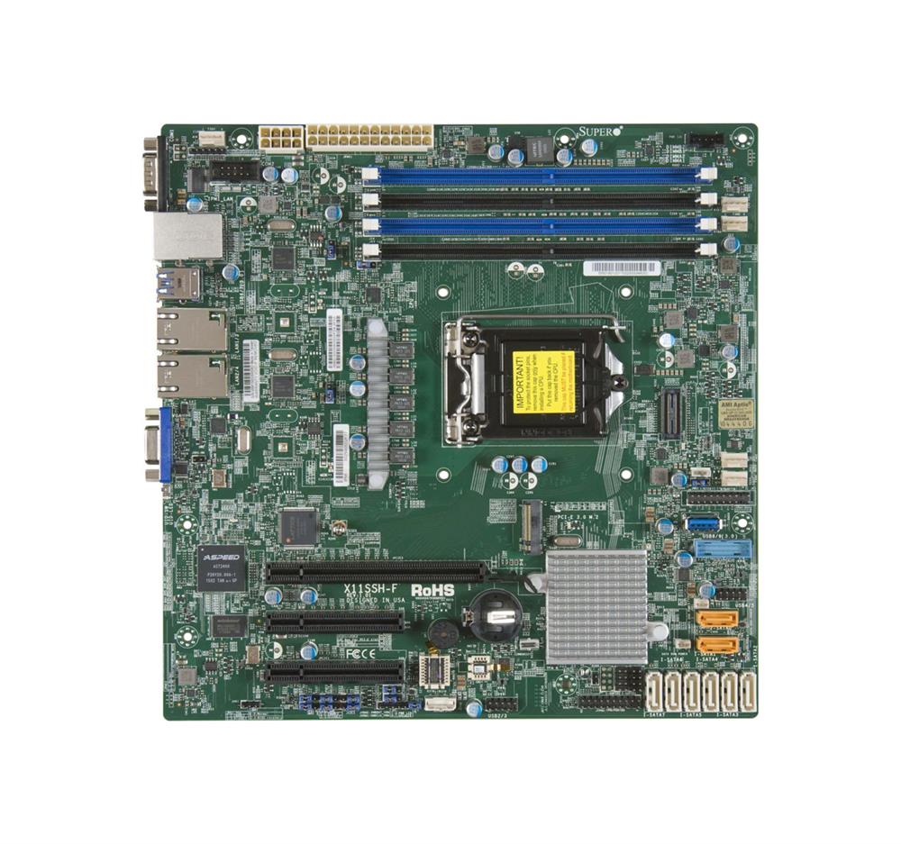 X11SSH-F SuperMicro Socket H4 LGA 1151 Intel C236 Chipset Xeon E3-1200 v5 / v6 Processors Support DDR4 4x DIMM 8x SATA 6.0Gb/s Micro-ATX Server Motherboard (Refurbished)
