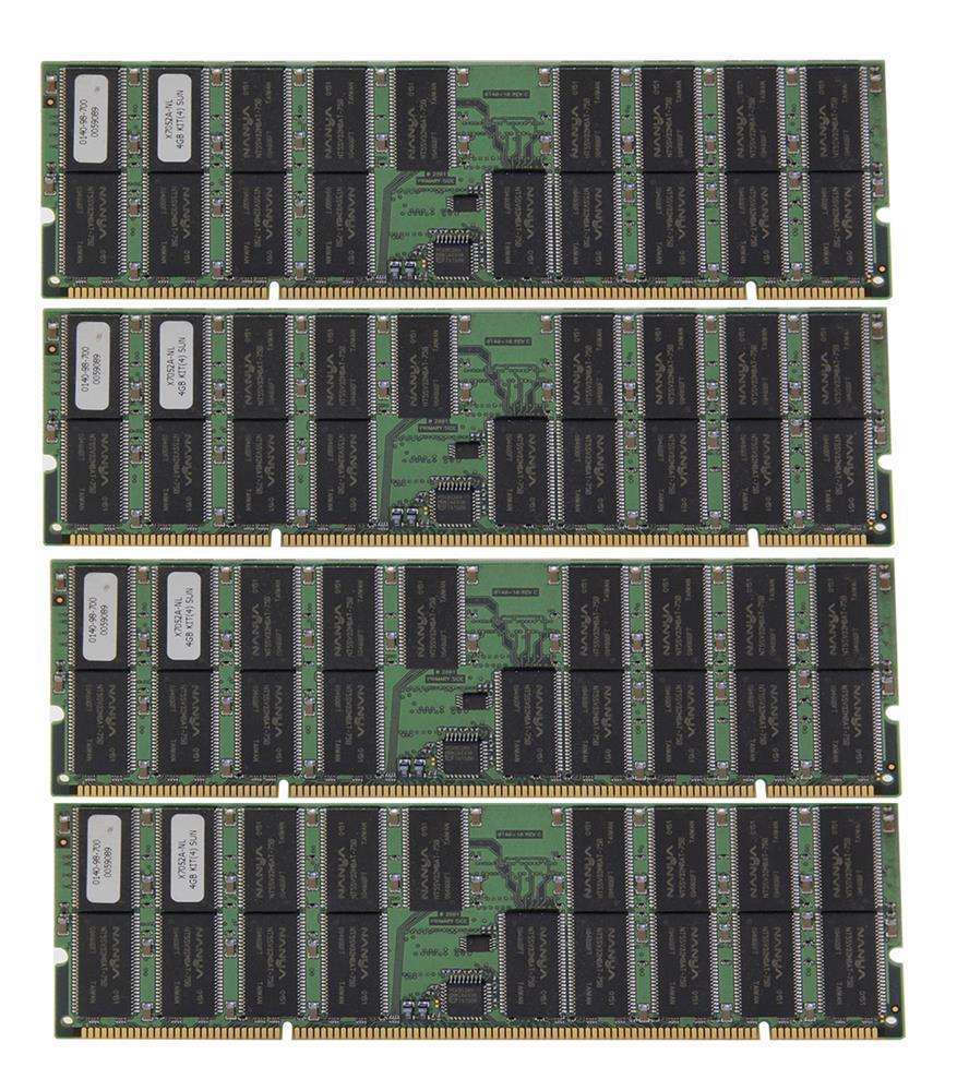 X7052A Sun 4GB Kit (4 X 1GB) PC100 100MHz ECC Registered 3.3V 7ns 232-Pin DIMM Memory for Sun Fire 280R and Blade 1000/2000