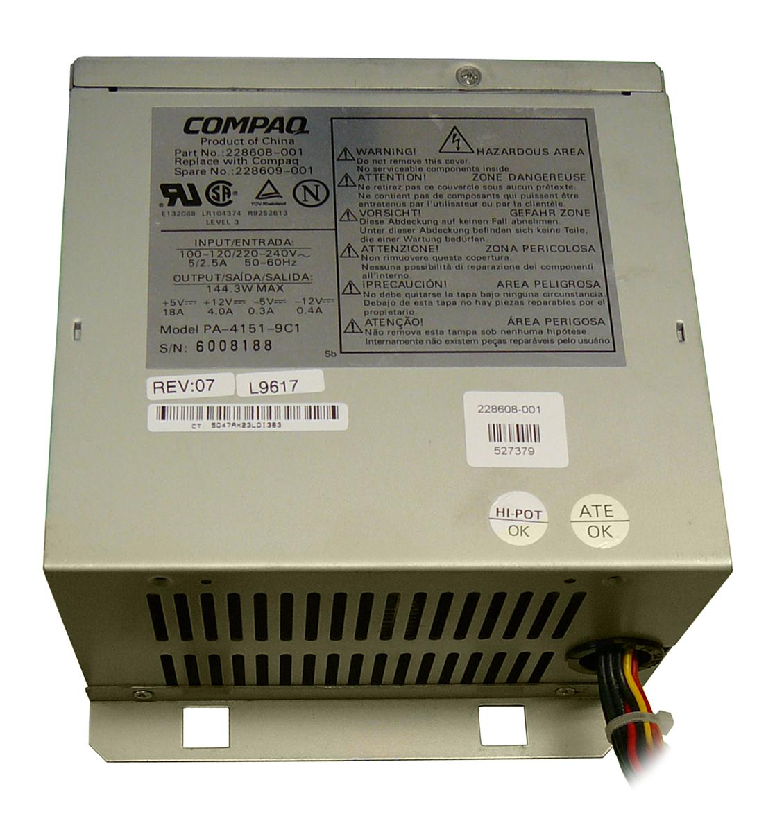 228608-001 Compaq 145-Watts Power Supply for Netelligent 8500 Series Router