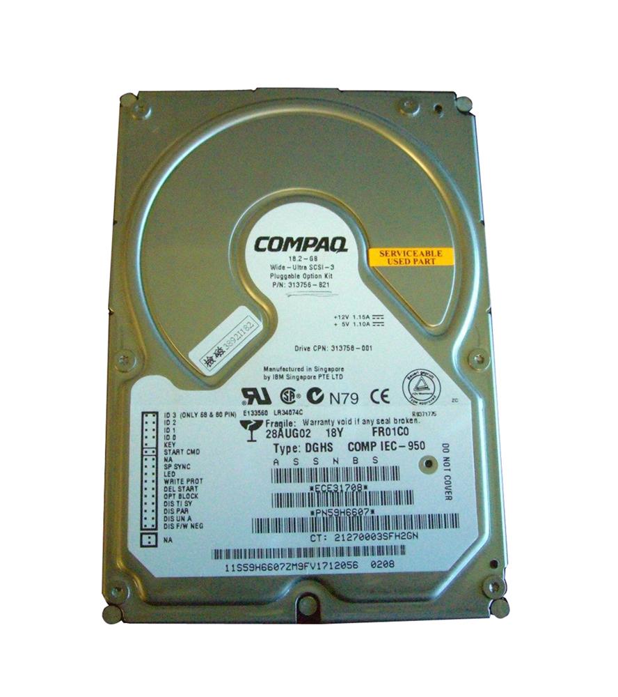313756-B21 HP 18.2GB 7200RPM Ultra2 Wide SCSI 80-Pin LVD Hot Swap 3.5-inch Internal Hard Drive