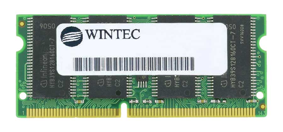 38736375 Wintec 128MB PC100 100MHz ECC CL2 144-Pin Low Profile SDRAM SoDimm Memory Module for Apple