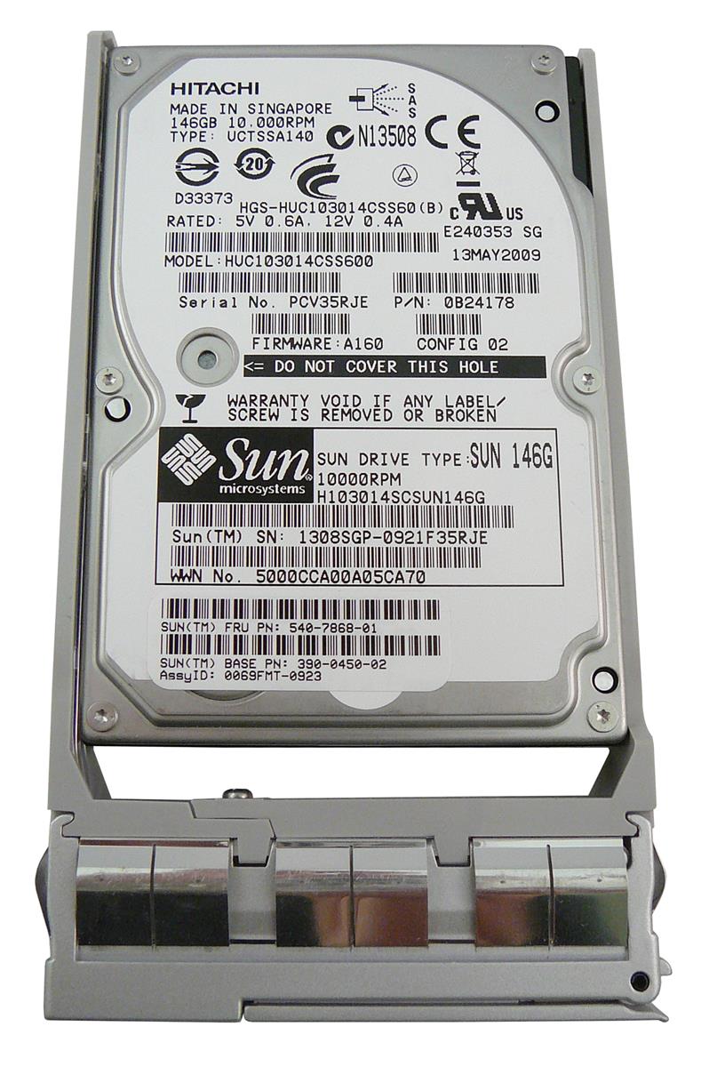 390-0450-02 Sun 146GB 10000RPM SAS 6Gbps 64MB Cache 2.5-inch Internal Hard Drive for Fire Servers X4140 X4150 X4170 M2 X4170 and X4240