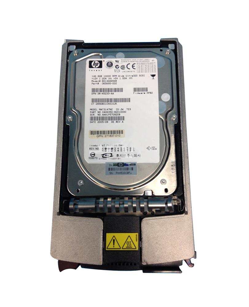 3R-A5233-AA HP 146.8GB 10000RPM Ultra-320 SCSI 80-Pin LVD Hot Swap 3.5-inch Internal Hard Drive with Tray