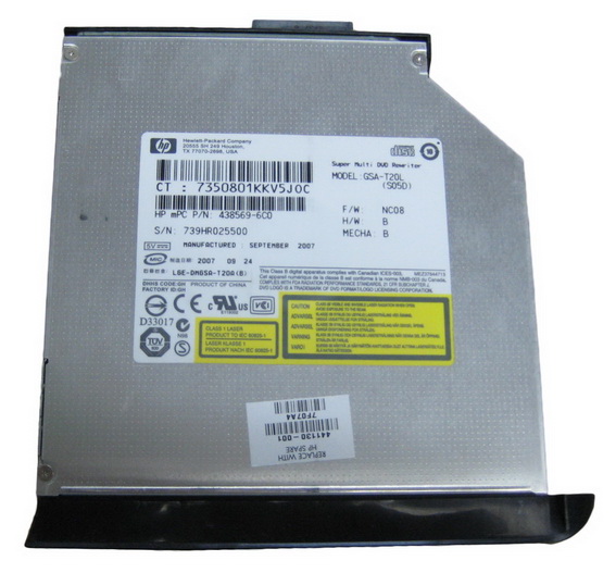 441130-001 HP 8x DVD+R/RW Super Multi Double-Layer Dual Format LightScribe IDE Optical Drive for HP Pavilion TX1000 Series Notebook