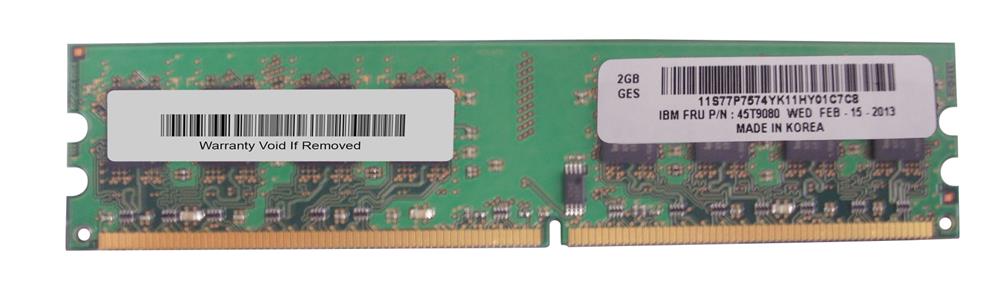 45T9080 IBM 2GB PC2-5300 DDR2-667MHz non-ECC Unbuffered CL5 240-Pin DIMM Dual Rank Memory Module
