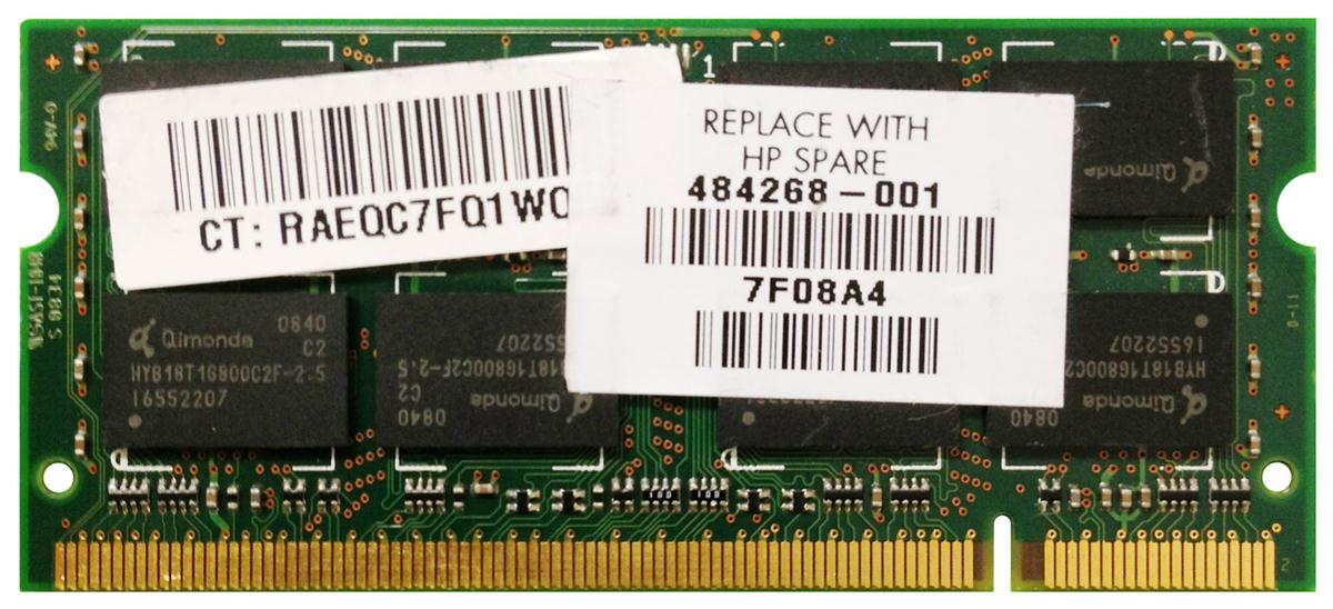 484268-001 HP 2GB PC2-6400 DDR2-800MHz non-ECC Unbuffered CL6 200-Pin SoDimm Dual Rank Memory Module