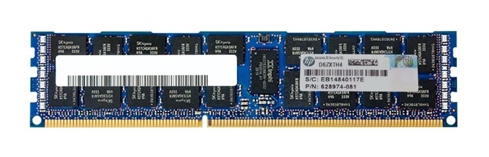 628974-081 HP 16GB PC3-10600 DDR3-1333MHz ECC Registered CL9 240-Pin DIMM 1.35V Low Voltage Dual Rank Memory Module