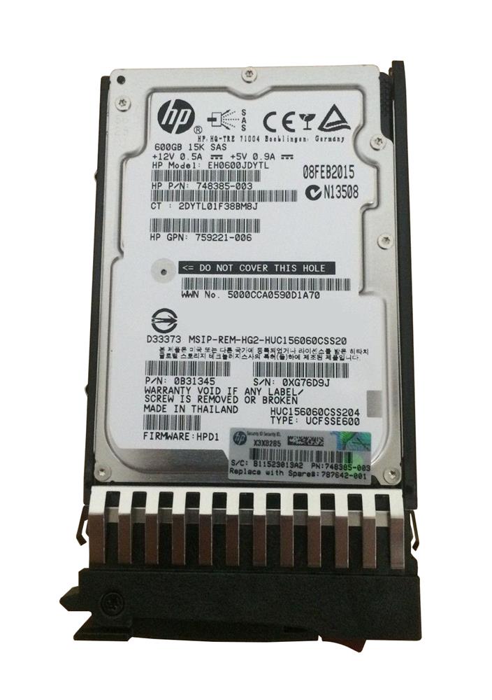 787642-001 HP 600GB 15000RPM SAS 12Gbps Hot Swap 2.5-inch Internal Hard Drive with 3.5-inch Smart Carrier