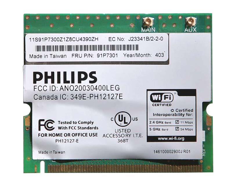 91P7301 IBM 54Mbps IEEE 802.11a/b/g Mini-PCI Wi-Fi Adapter for ThinkPad R40